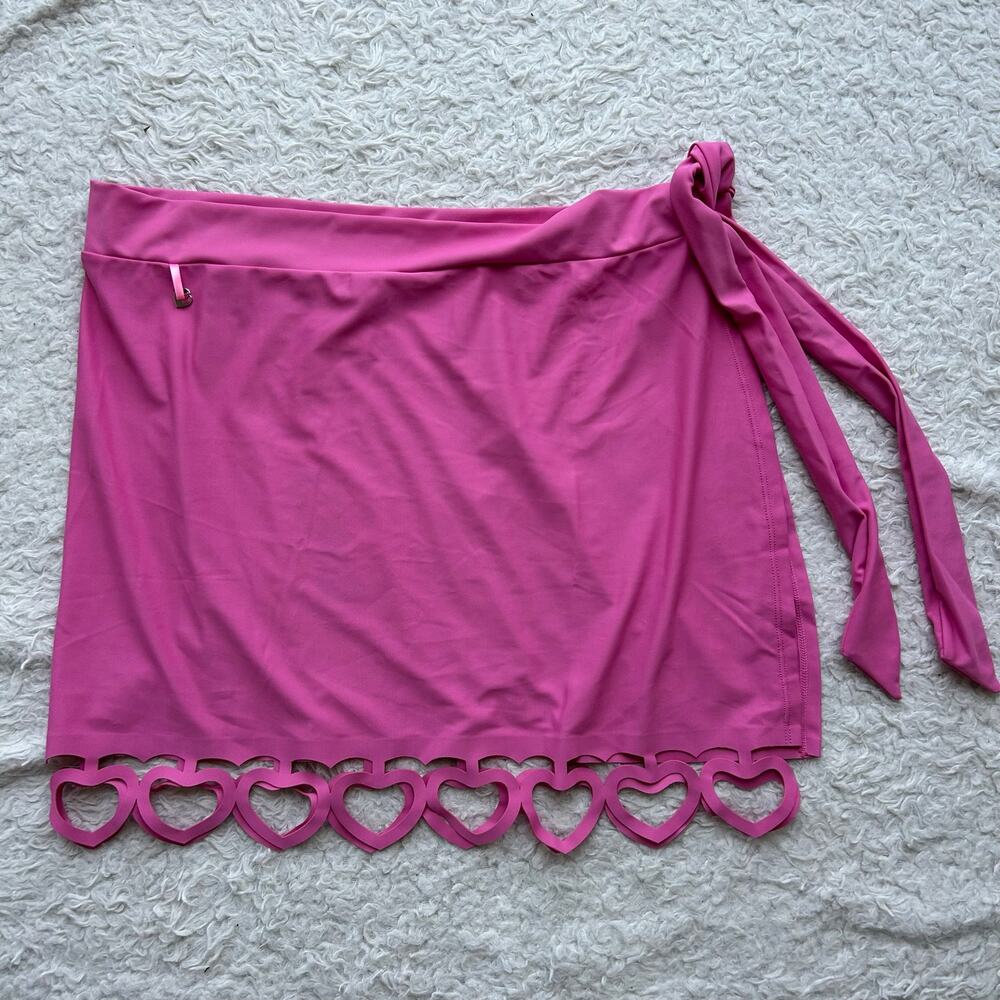 Paris Hilton Pink Heart Cut Out Beach Wrap Skirt Size S/M